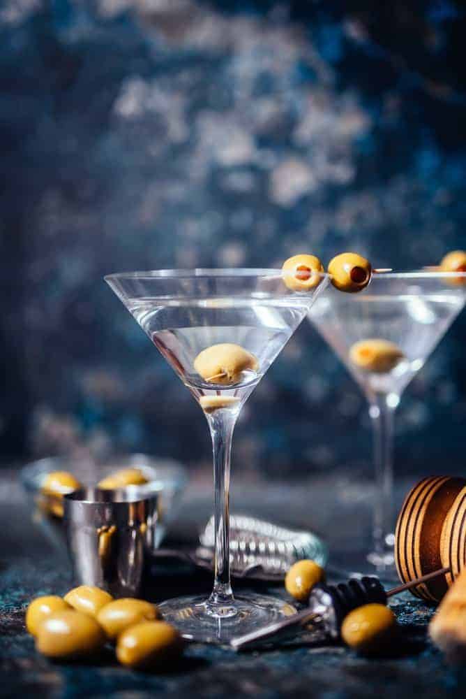 dry martini with home martini bar supplies