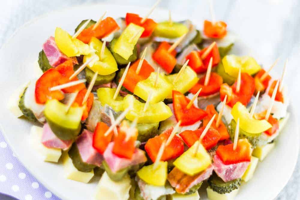 mini veggie and meat kabobs