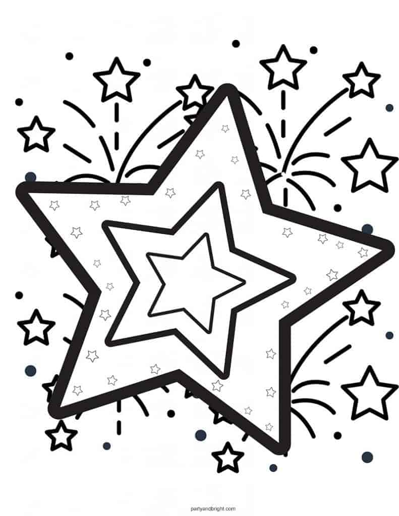 4th of July coloring page with stars