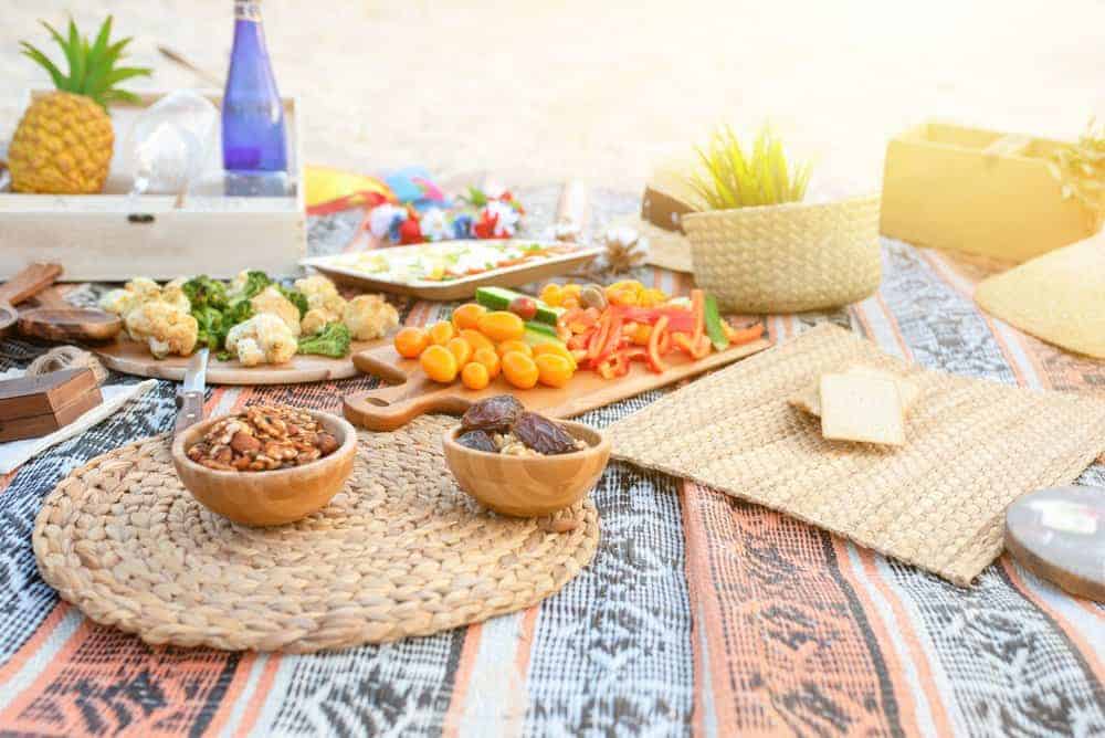 zero waste food menue spread for outdoor party