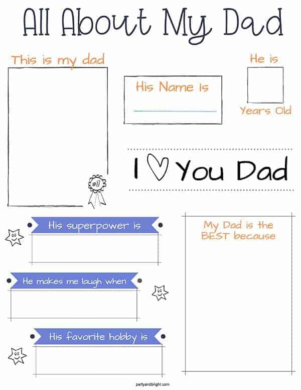 All About My Dad Printable