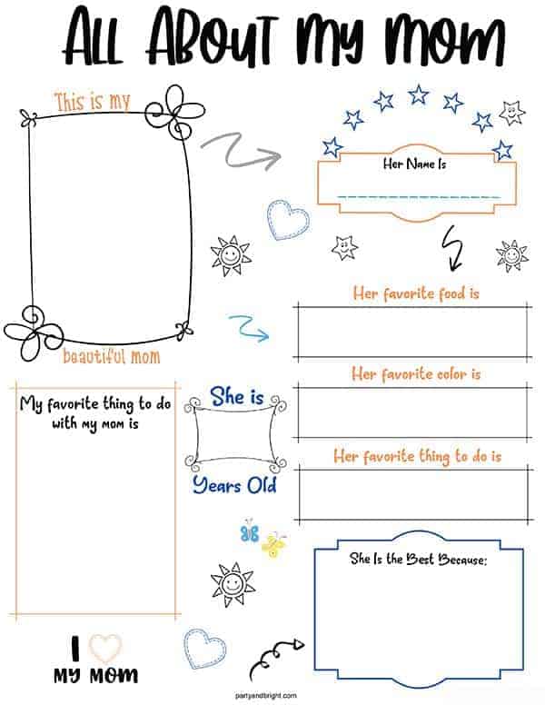 All About My Mom Printable Questions (Mother's Day Gift Idea) The