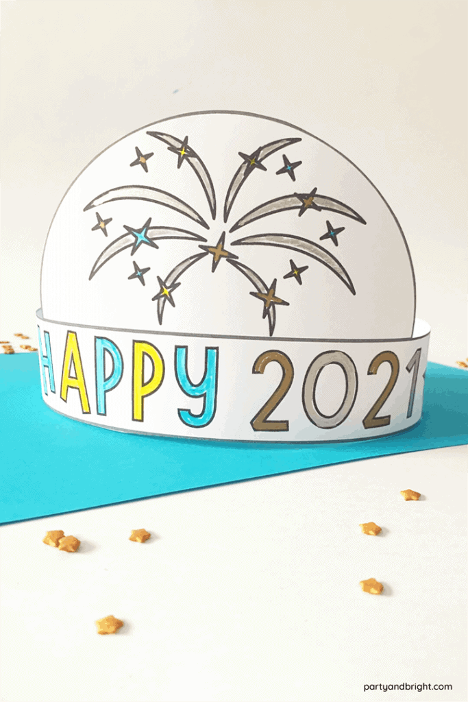 diy new years hat for 2021 with confetti