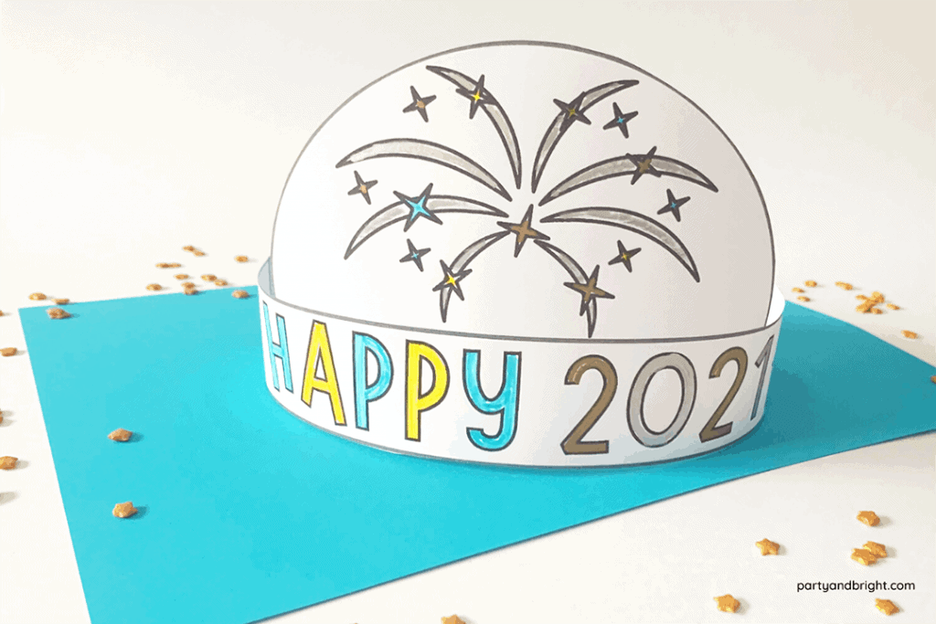 diy new years hat for 2021 with confetti