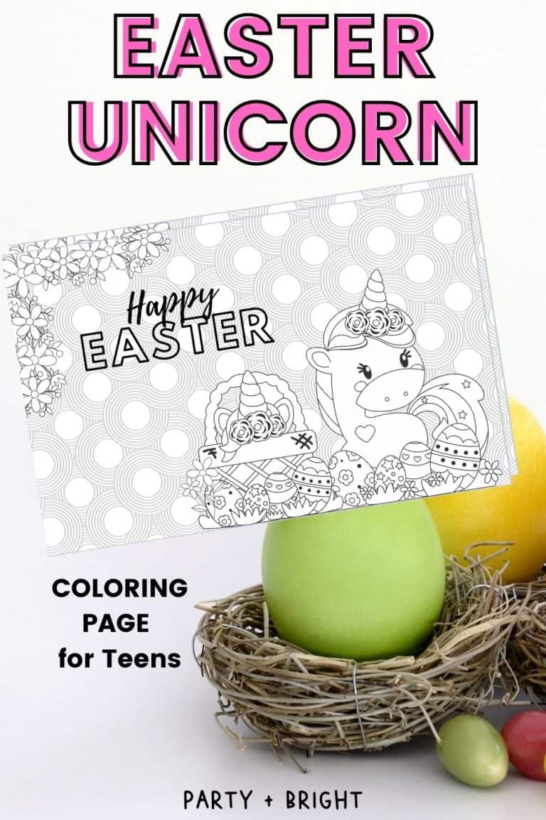 Easter Unicorn Coloring Page for Kids & Teens