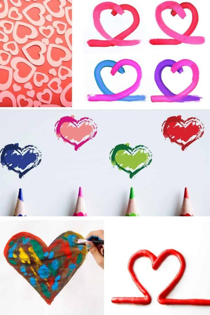 various easy valentine's day art activities in a collage