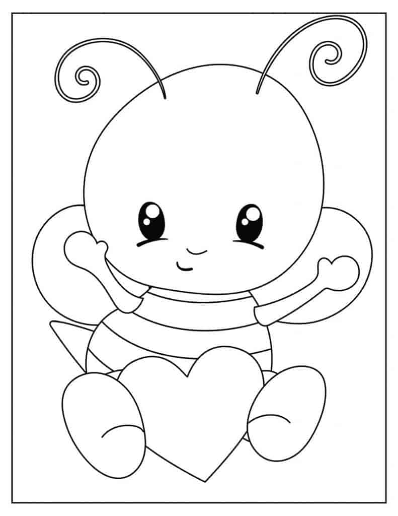 Cute Animal Coloring Pages for Valentine's Day – Party + Bright