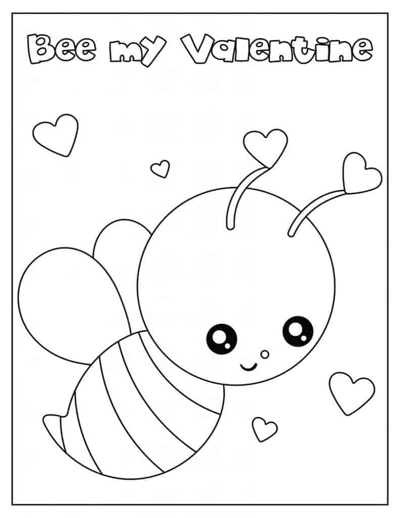 Cute Animal Coloring Pages for Valentine's Day – Party + Bright