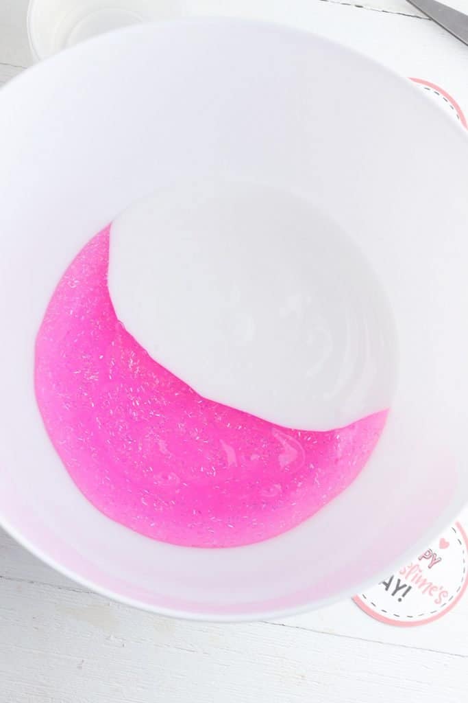 spoon mixing ingredients for slime valentine cards