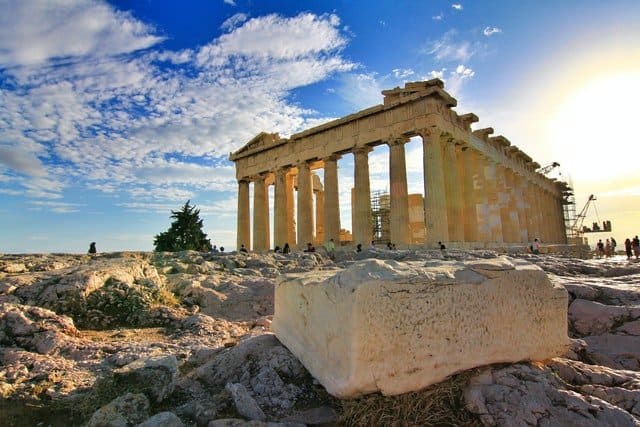 landscape view of ruins in Athens