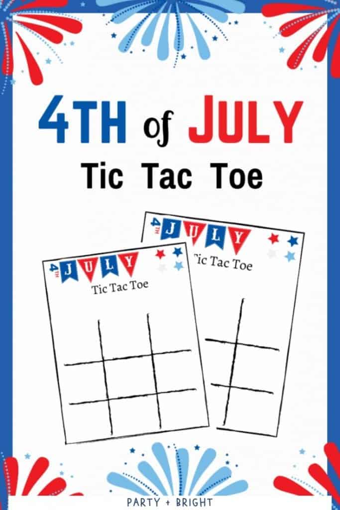 4th of july tic tac toe printable