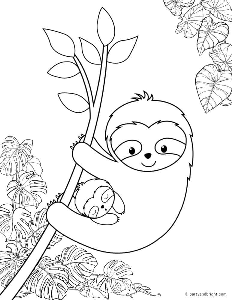 Printable Sloth Coloring Pages - Printable World Holiday