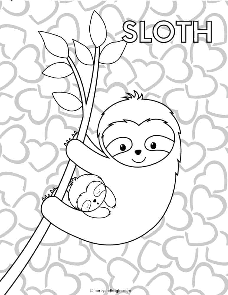 13 Cute Sloth Coloring Pages Printable Activities Party   Bright