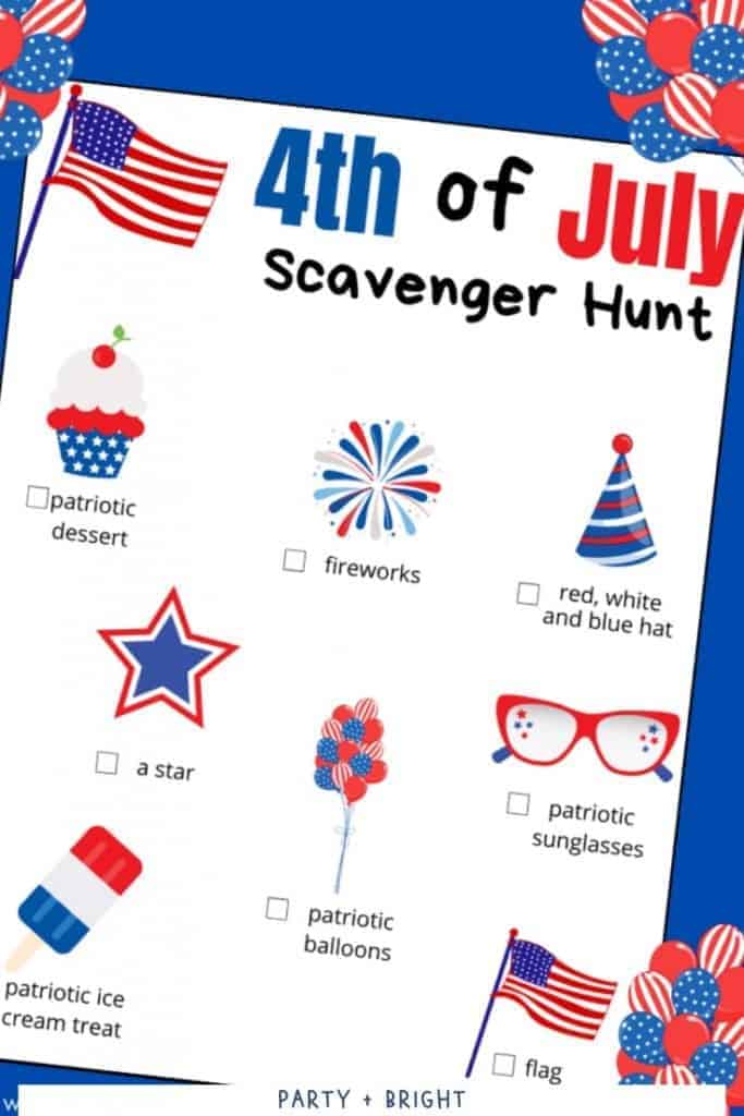 printable 4th of july scavenger hunt