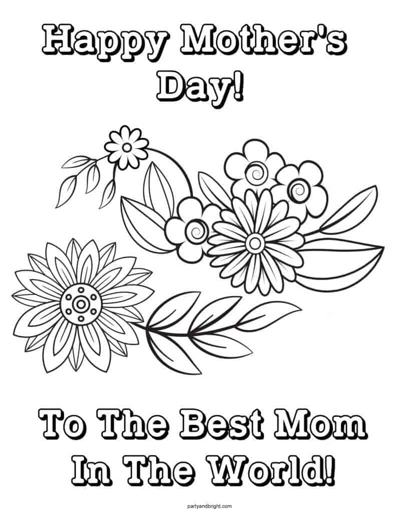 happy mothers day flower coloring page