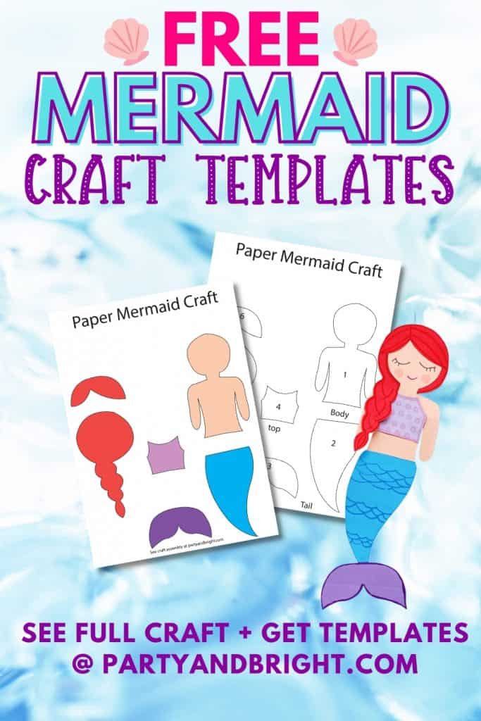 Mermaid Craft Printable Little Mermaid Party Activity Girls Printable  Mermaid Color Page Mermaid Birthday Activity Printable Summer Craft 