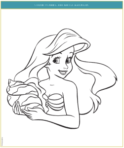 Ariel Coloring Page holding a shell