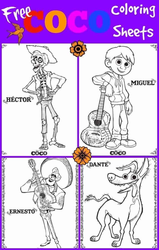 disney's coco coloring pages with characters