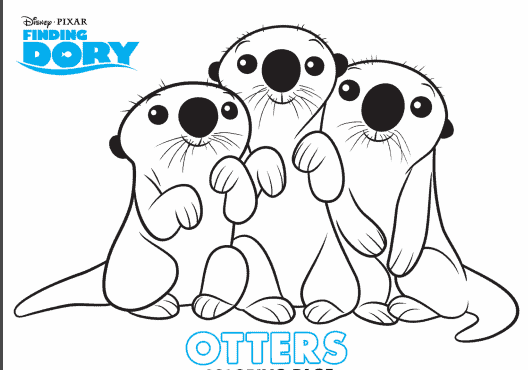 coloring page with otters from finding dory