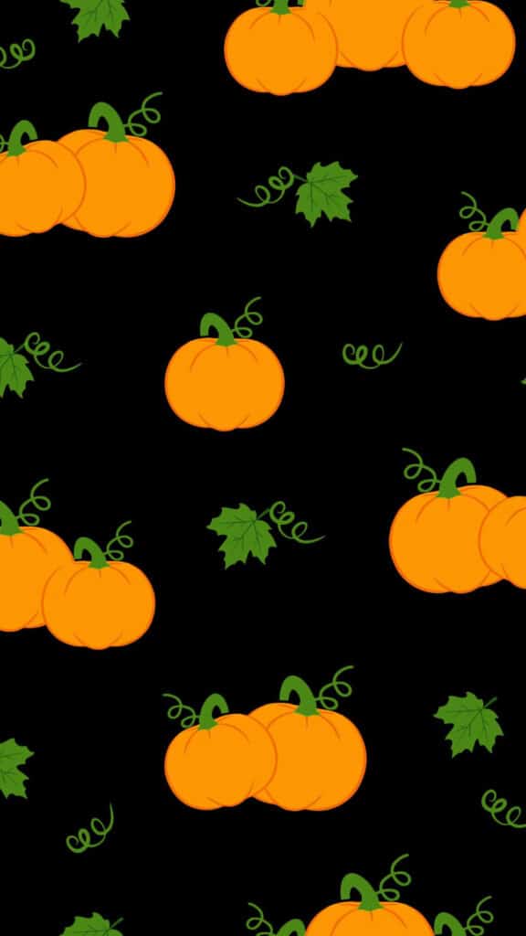 halloween wallpaper background image consisting of clipart pumpkins and vines on black backdrop