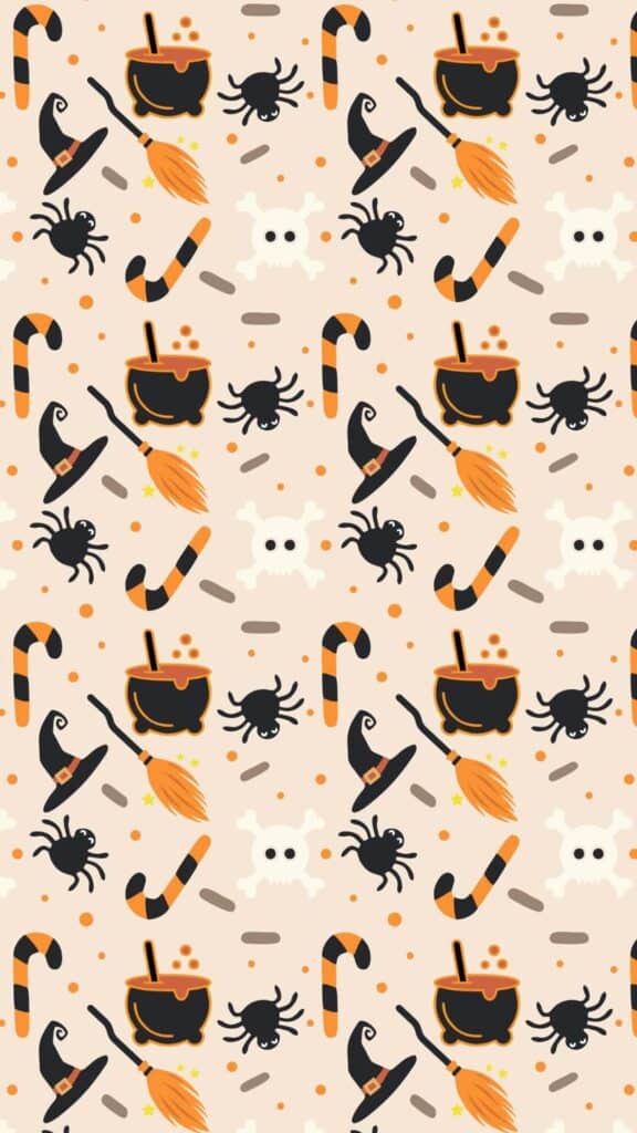 halloween wallpaper background image consisting of cute halloween clipart with pastels